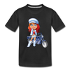 Motorcycle Girl Cartoon Kids T-Shirt - black