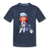 Motorcycle Girl Cartoon Kids T-Shirt - navy
