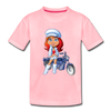 Motorcycle Girl Cartoon Kids T-Shirt - pink
