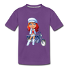 Motorcycle Girl Cartoon Kids T-Shirt - purple