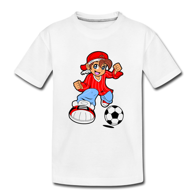 Soccer Boy Cartoon Kids T-Shirt - white
