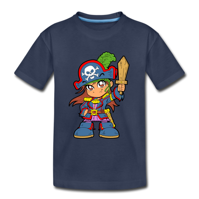 Pirate Cartoon Kids T-Shirt - navy