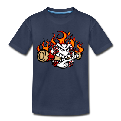 Baseball Biting Bat Kids T-Shirt - navy