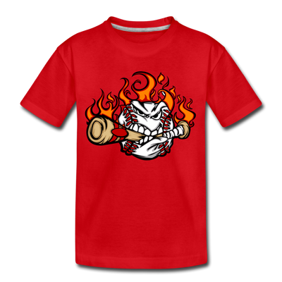 Baseball Biting Bat Kids T-Shirt - red