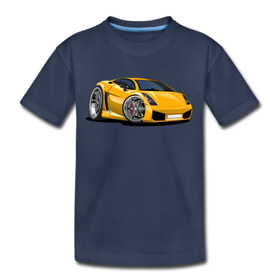 Yellow Sports Car Kids T-Shirt - navy
