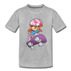 Skater Girl Cartoon Kids T-Shirt - heather gray