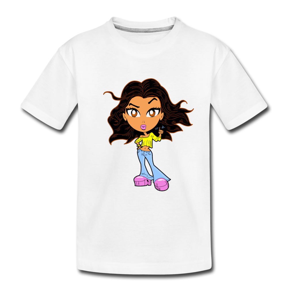 Cartoon Girl Kids T-Shirt - white