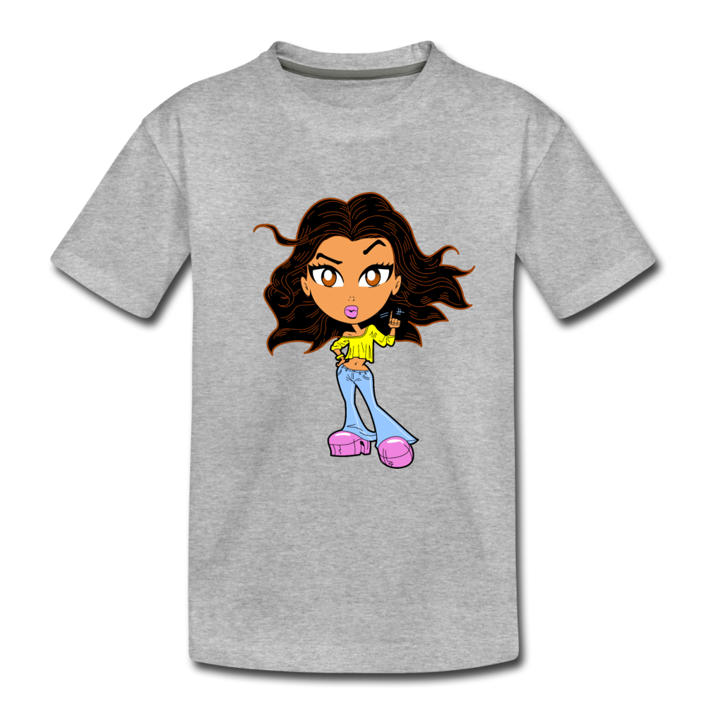 Cartoon Girl Kids T-Shirt - heather gray