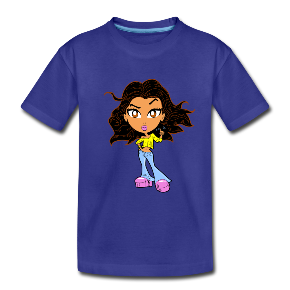Cartoon Girl Kids T-Shirt - royal blue