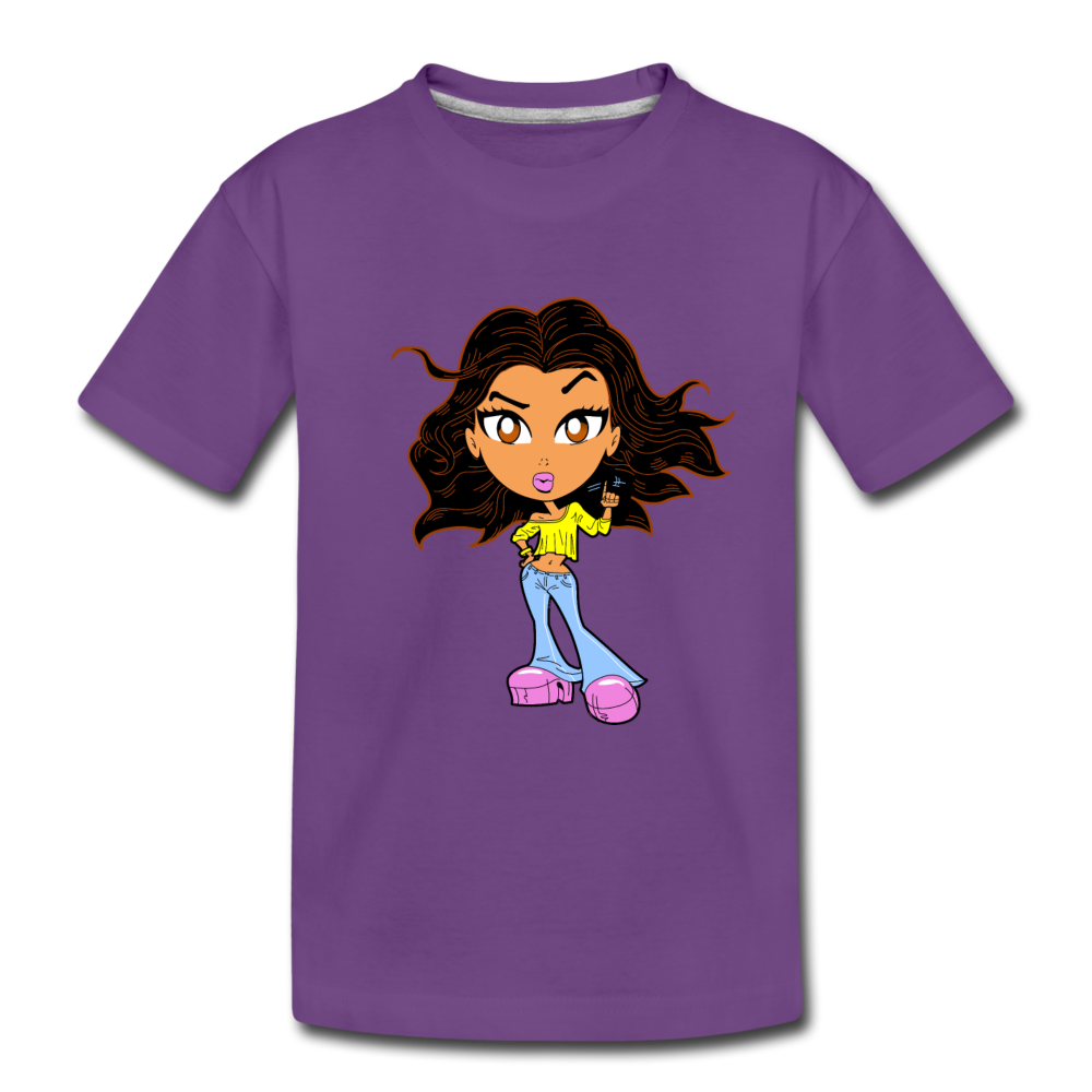 Cartoon Girl Kids T-Shirt - purple