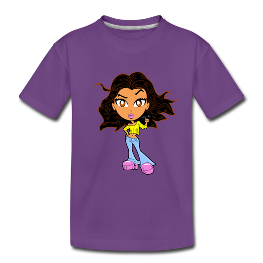 Cartoon Girl Kids T-Shirt - purple