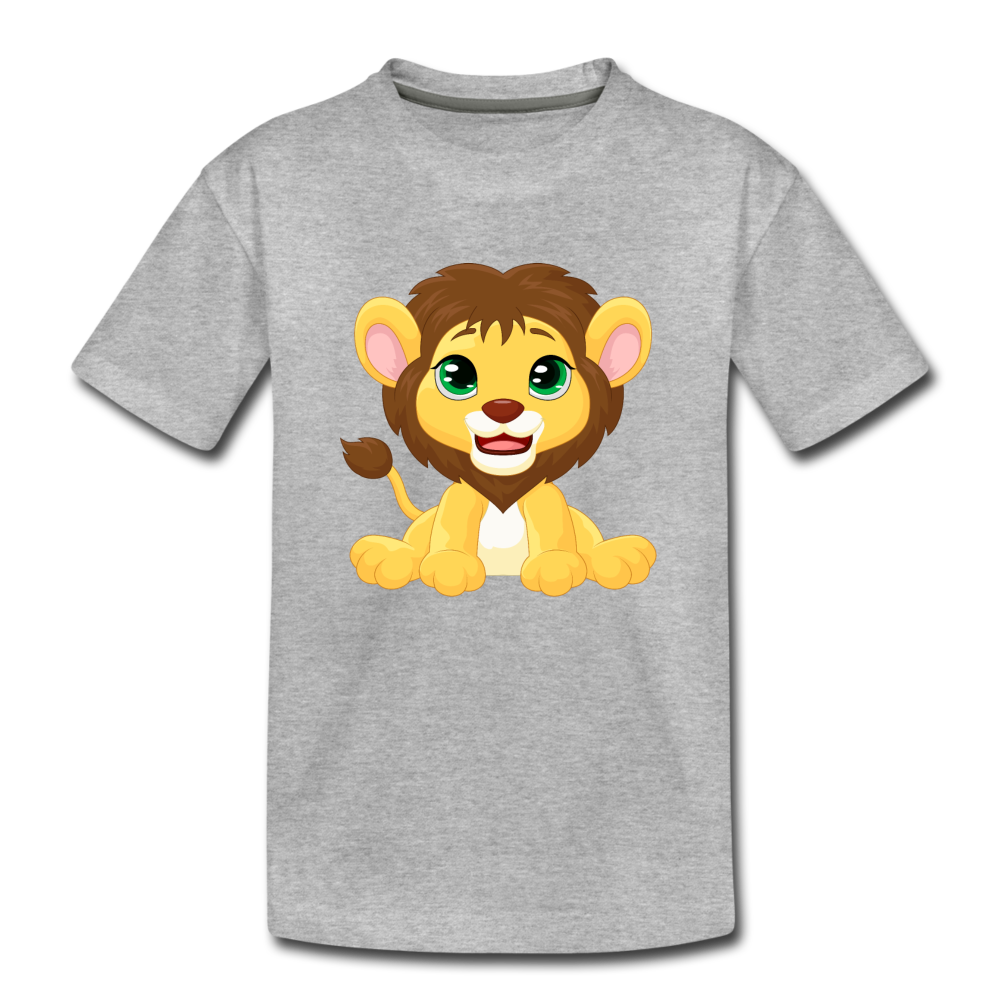 Lion Cub Cartoon Kids T-Shirt - heather gray