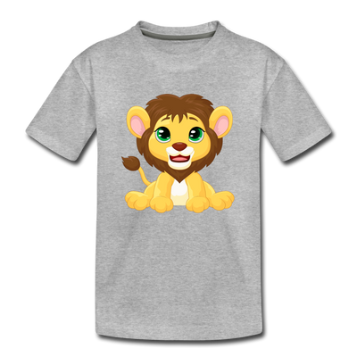 Lion Cub Cartoon Kids T-Shirt - heather gray