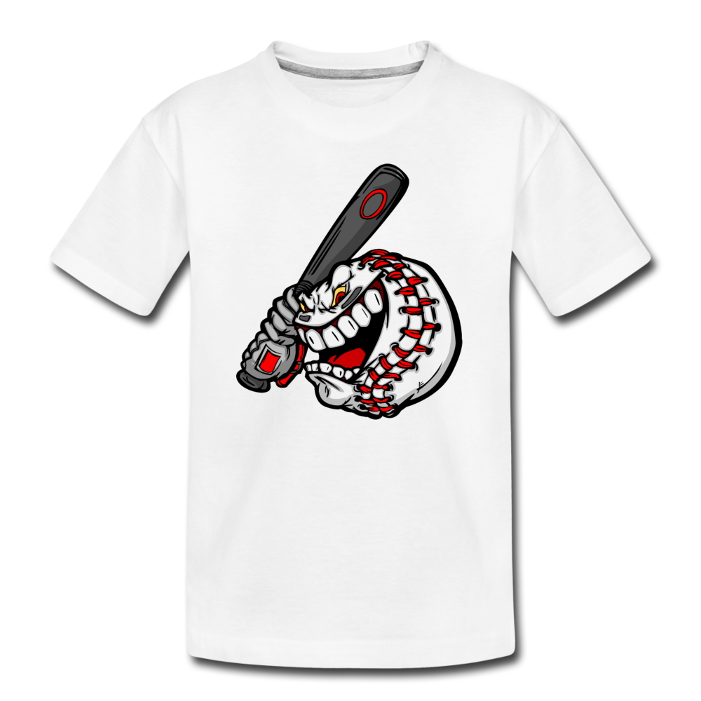 Baseball Swinging Bat Kids T-Shirt - white