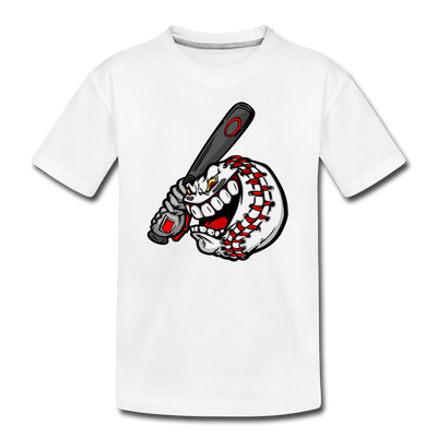 Baseball Swinging Bat Kids T-Shirt - white