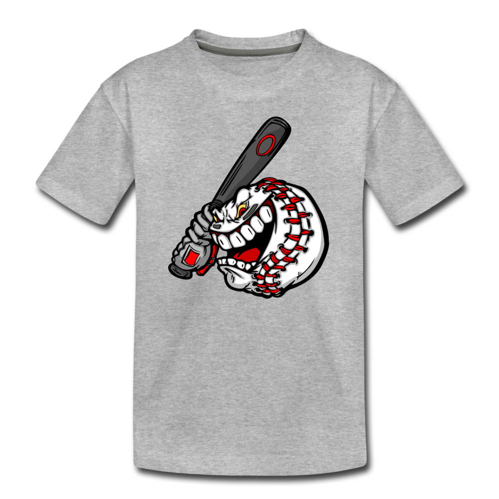 Baseball Swinging Bat Kids T-Shirt - heather gray