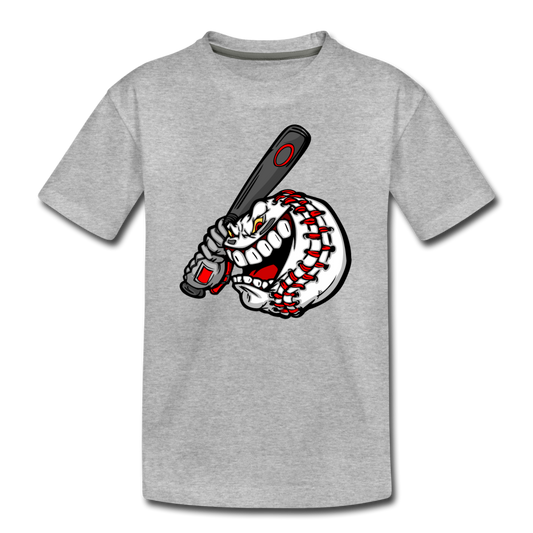 Baseball Swinging Bat Kids T-Shirt - heather gray