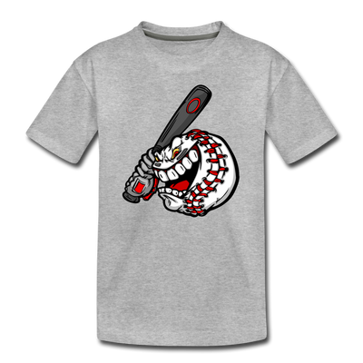 Baseball Swinging Bat Kids T-Shirt - heather gray