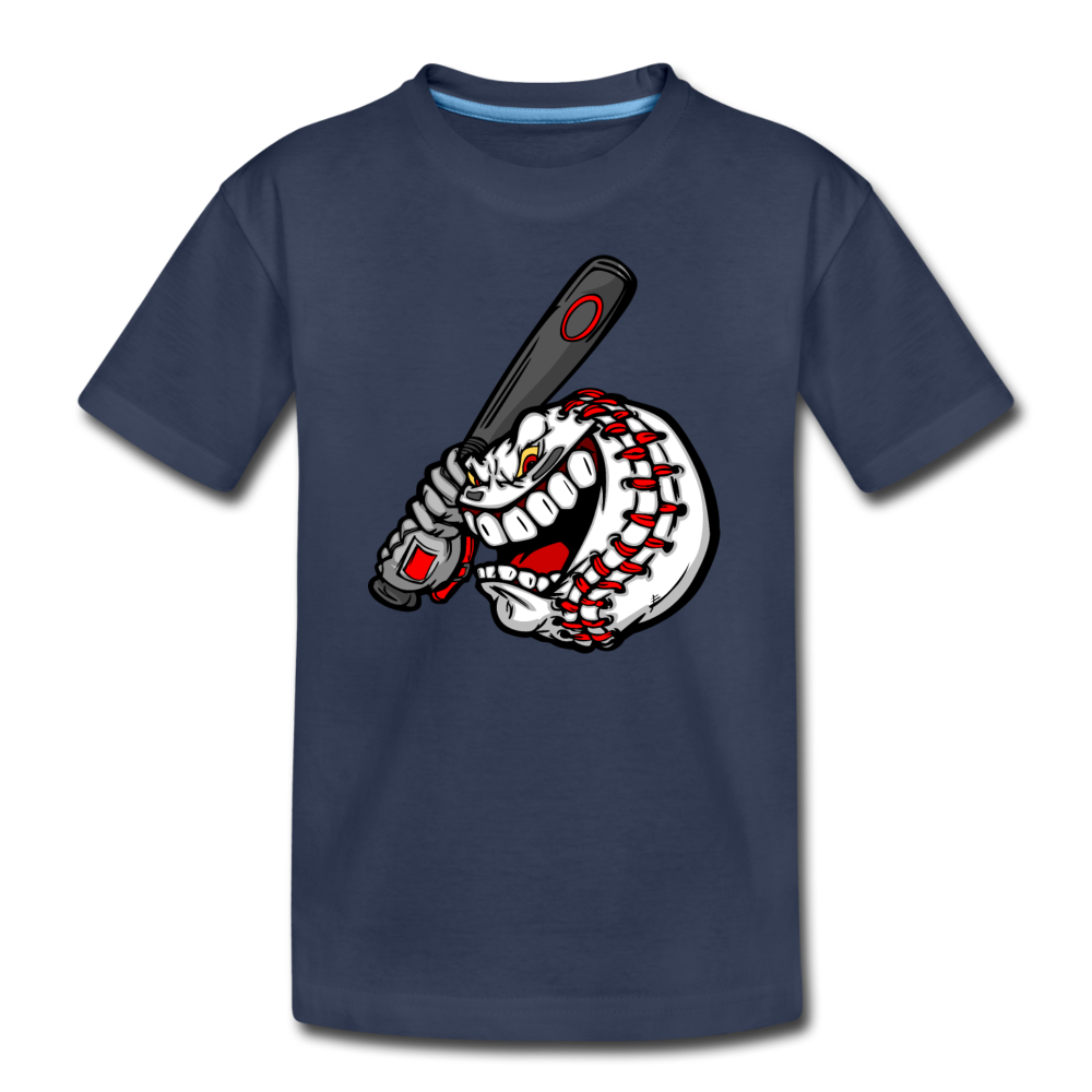 Baseball Swinging Bat Kids T-Shirt - navy