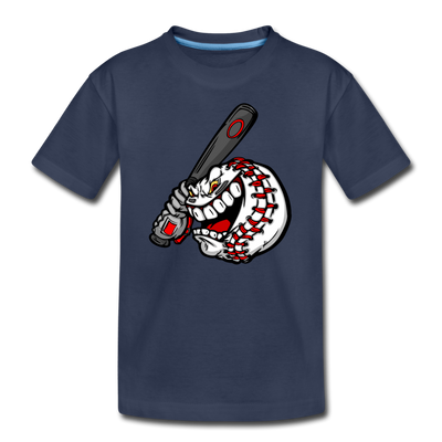 Baseball Swinging Bat Kids T-Shirt - navy