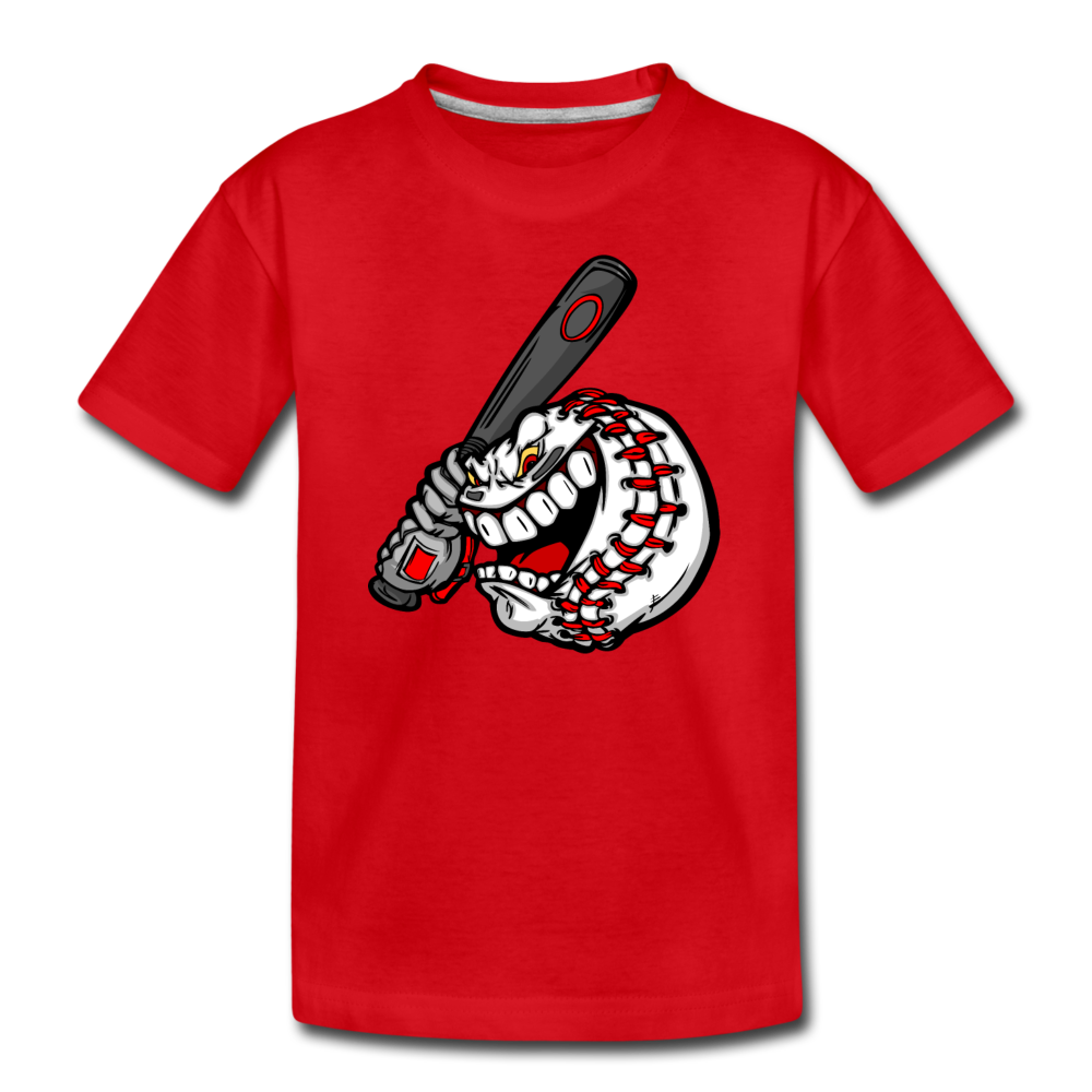 Baseball Swinging Bat Kids T-Shirt - red