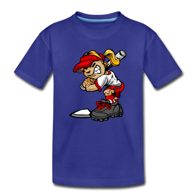 Baseball Girl Cartoon Kids T-Shirt - royal blue