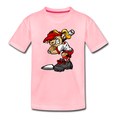 Baseball Girl Cartoon Kids T-Shirt - pink