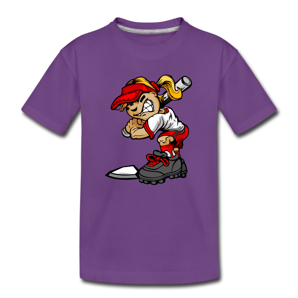 Baseball Girl Cartoon Kids T-Shirt - purple
