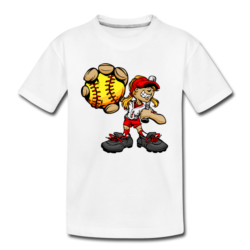 Baseball Girl Kids T-Shirt - white