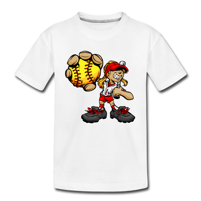 Baseball Girl Kids T-Shirt - white