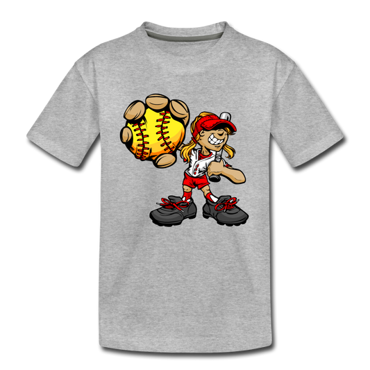 Baseball Girl Kids T-Shirt - heather gray