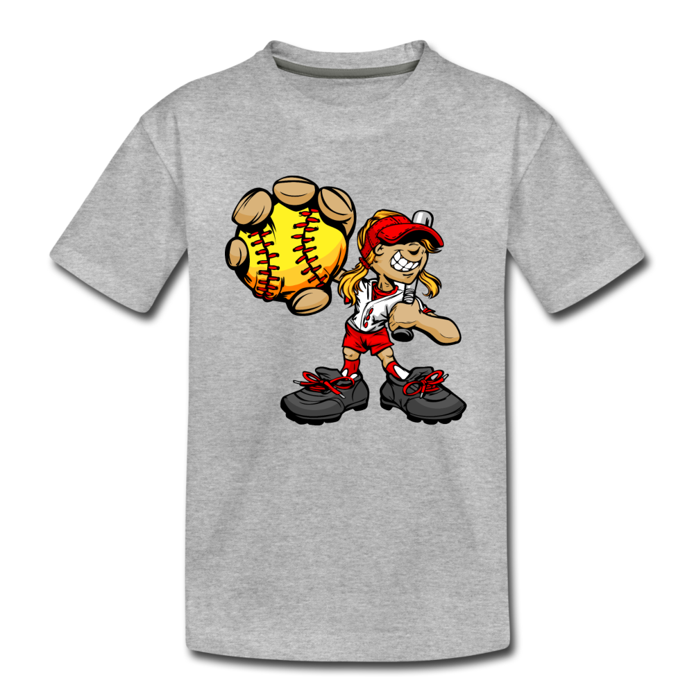 Baseball Girl Kids T-Shirt - heather gray