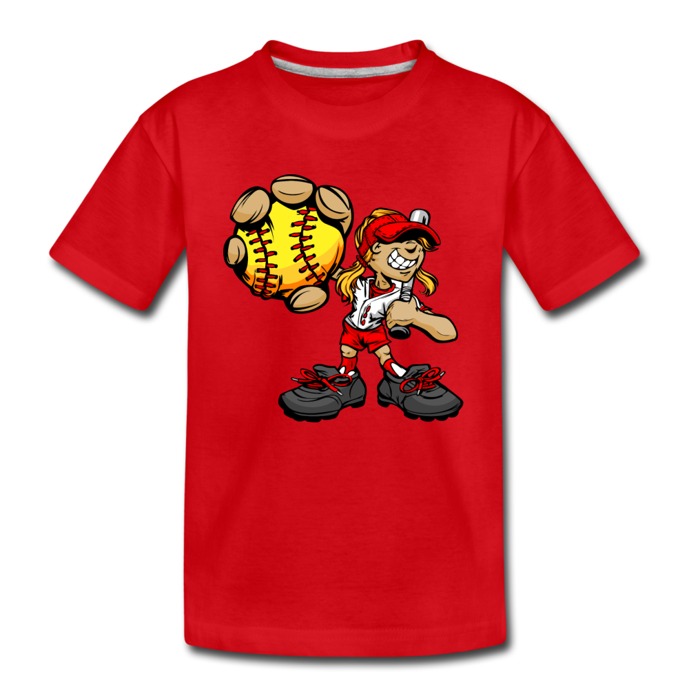 Baseball Girl Kids T-Shirt - red