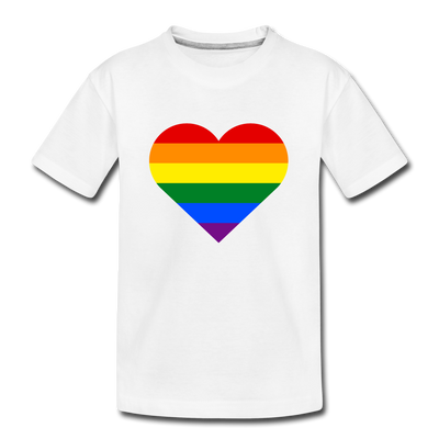 Rainbow Stripes Heart Kids T-Shirt - white