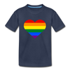 Rainbow Stripes Heart Kids T-Shirt - navy
