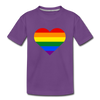 Rainbow Stripes Heart Kids T-Shirt - purple