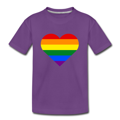 Rainbow Stripes Heart Kids T-Shirt - purple