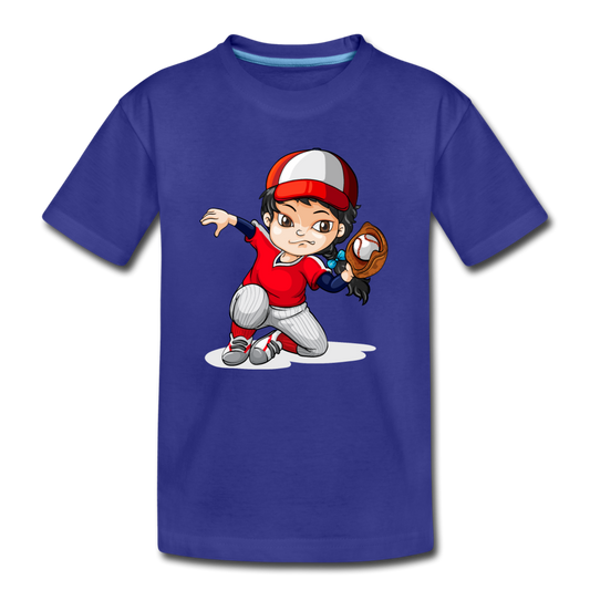Baseball Girl Cartoon Kids T-Shirt - royal blue