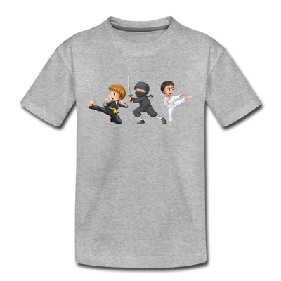 Martial Arts Cartoons Kids T-Shirt - heather gray