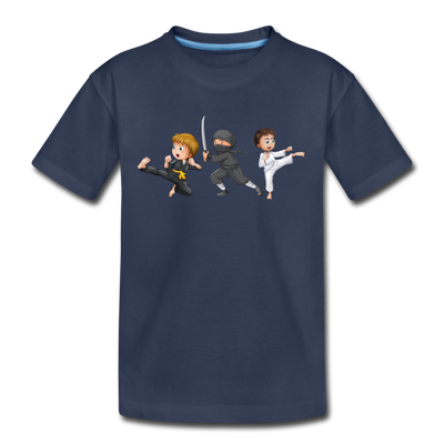 Martial Arts Cartoons Kids T-Shirt - navy