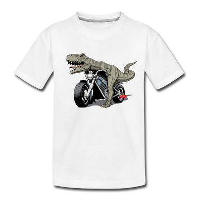 Dinosaur Motorcycle Kids T-Shirt - white