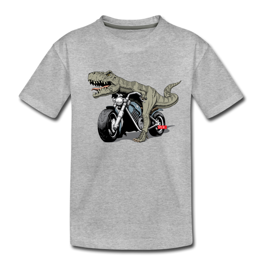 Dinosaur Motorcycle Kids T-Shirt - heather gray