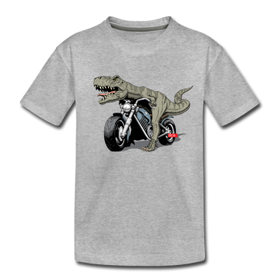 Dinosaur Motorcycle Kids T-Shirt - heather gray