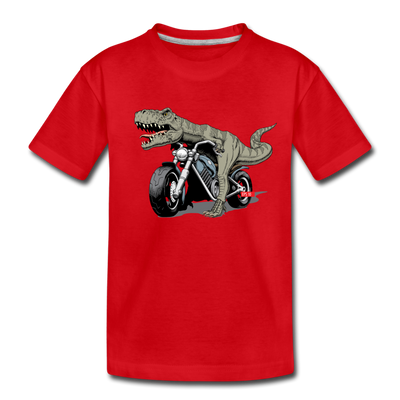 Dinosaur Motorcycle Kids T-Shirt - red