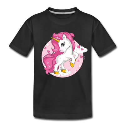 Pink Unicorn Kids T-Shirt - black
