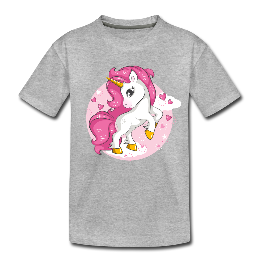 Pink Unicorn Kids T-Shirt - heather gray