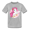 Pink Unicorn Kids T-Shirt - heather gray