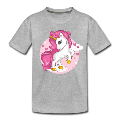 Pink Unicorn Kids T-Shirt - heather gray