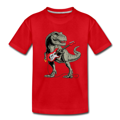 Guitar Dinosaur Kids T-Shirt - red