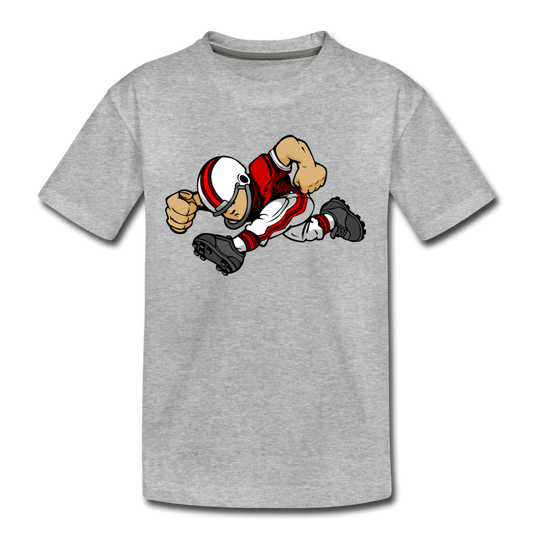Football Player Cartoon Kids T-Shirt - heather gray